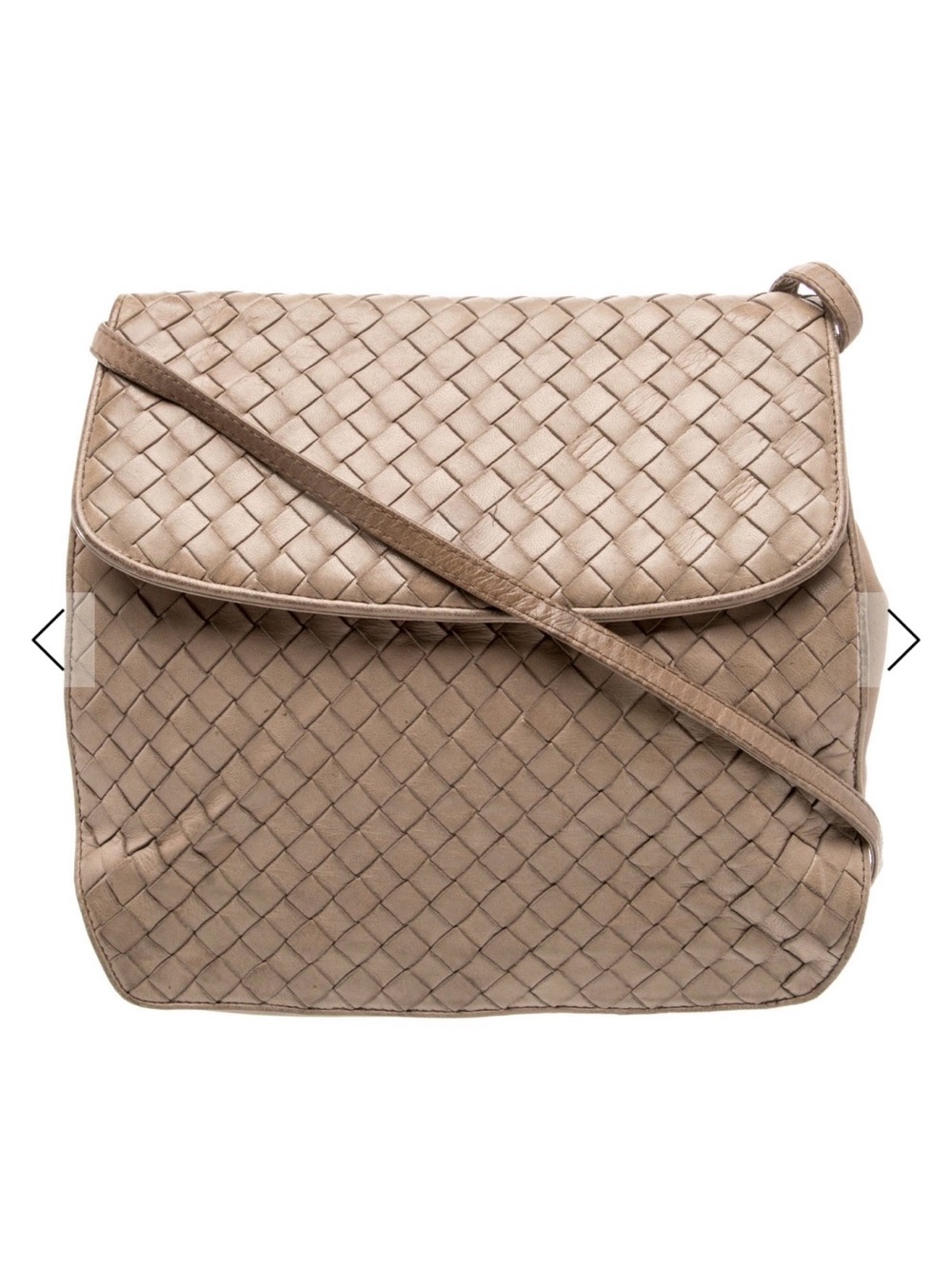 Vintage Bottega Veneta Taupe Intrecciato Leather Shoulder Bag